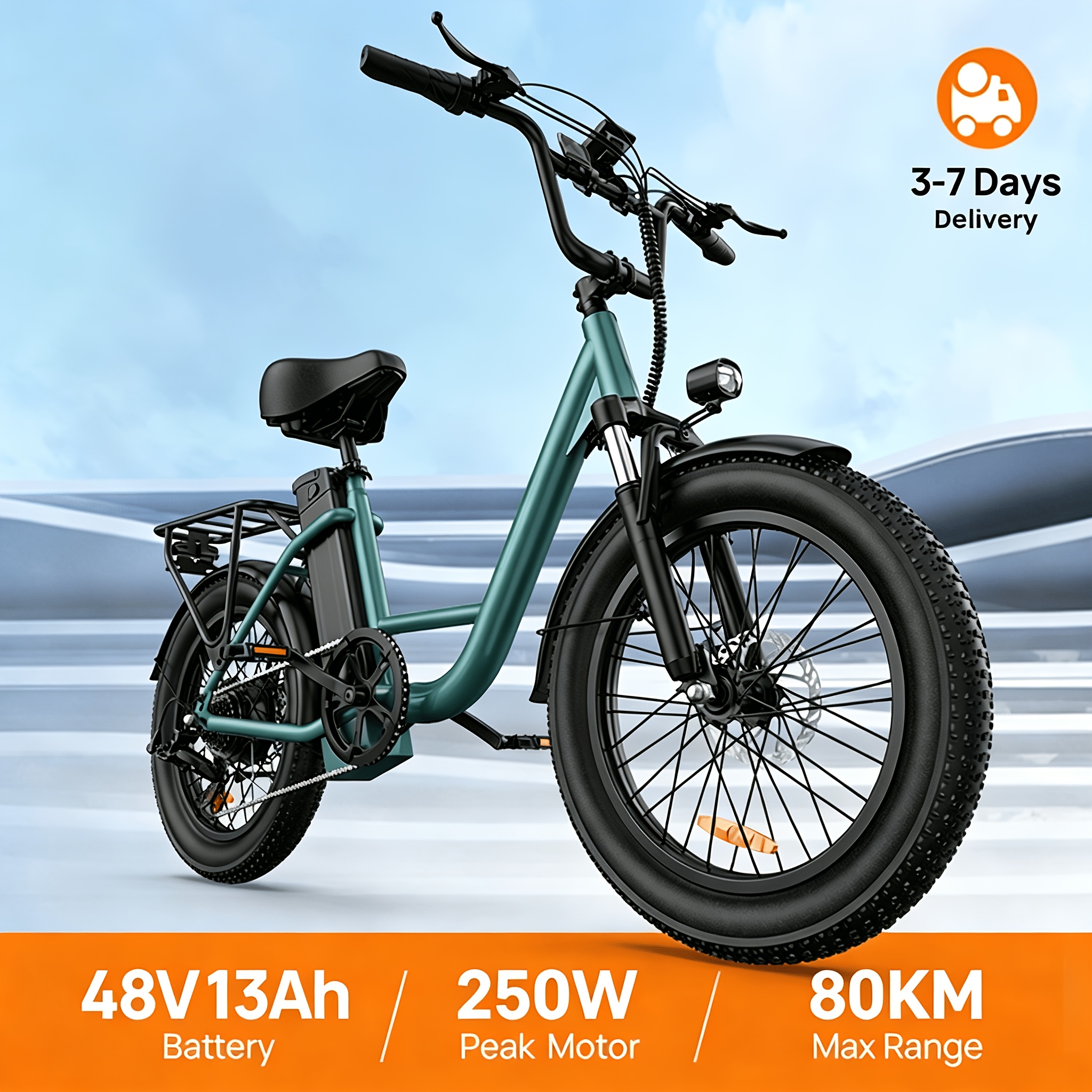   novi   250w motor 48v 13  načina   80km   25km/h 20 terenske gume otporne na probušivanje stražnji nosač pomoć za noge mehanički disk noćno svjetlo  ,   izdržljiv za putovanje na posao/ležerstvo/kampiranje, unisex kompaktni e-bike odličan za obitelj/prijatelje