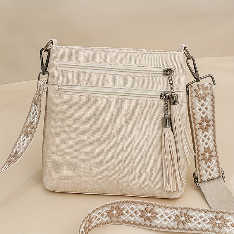 Image of Vintage Women's Shoulder Bag Solid Color Adjustable Strap Suitable For Daily Outing Use Or As A Gift