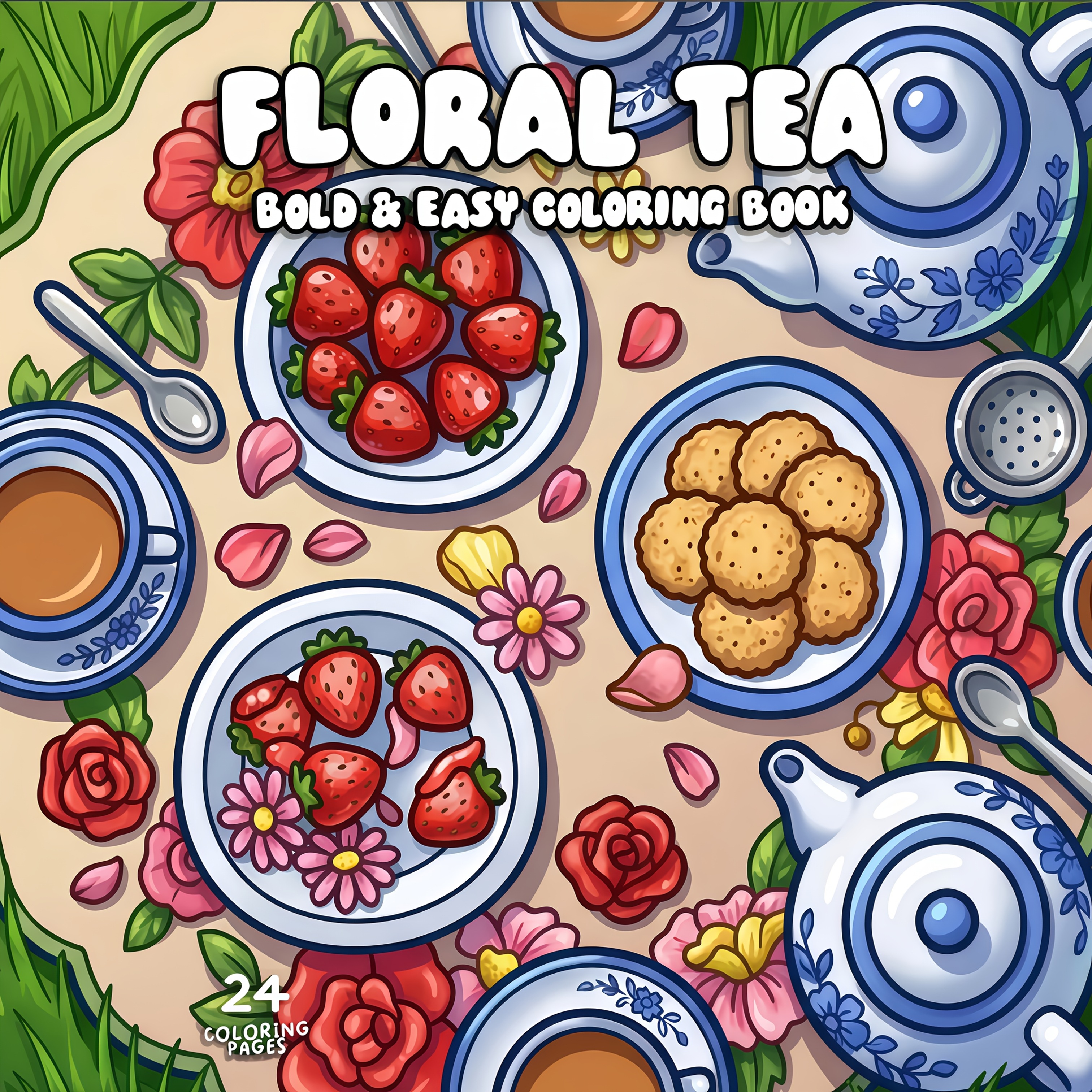 Image of A Floral Tea-themed Coloring Book, A Cozy Pastoral-style Coloring Book, A Party-themed Coloring Book, Featuring Warm Pages For Gatherings And Chats With . Rich In Materials With Clear, Easy-to-