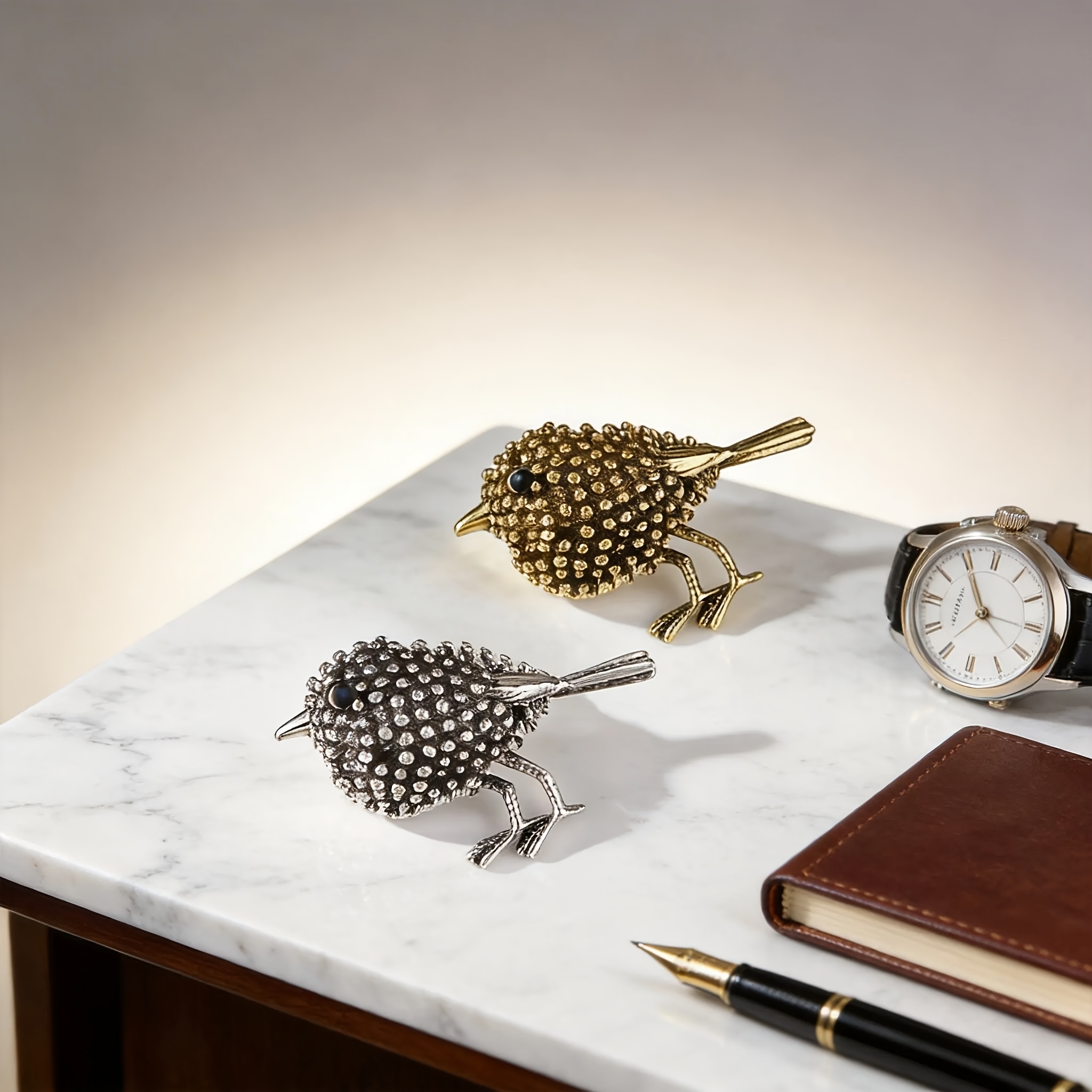 TEMU 2pcs Couple Brooches - Vintage Cute Badges, Elegant Additions Suitable For Everyday And Formal Occasions - Perfect Gift For Bird Lovers,