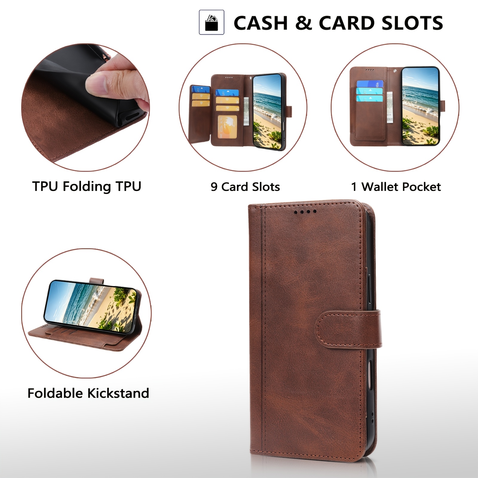 TEMU Phone Case - [for Phone Case] Flip Wallet Case For Galaxy S21/s21 Plus/s21 Ultra/s21 Fe Cover Magnetic Large Capacity Card Slots Holder Cash