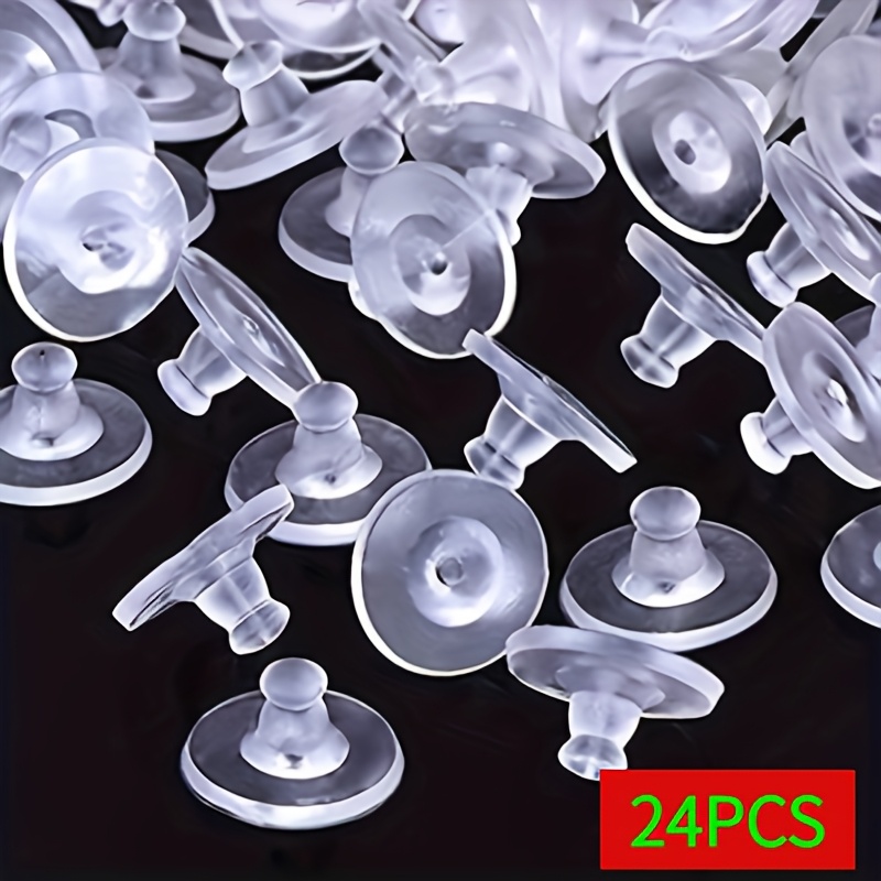 TEMU 24pcs Set Of Ear Hooks And Earring Backs, Transparent Safety Earring Backs, Suitable For And Pierced Ears, -on Earring Post And Back