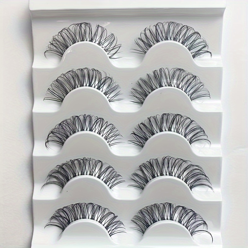 Image of 5 Pairs Of Transparent, Fluffy And Curly Russian Striped Eyelashes, Look And 8d Effect, Highlighting Your You