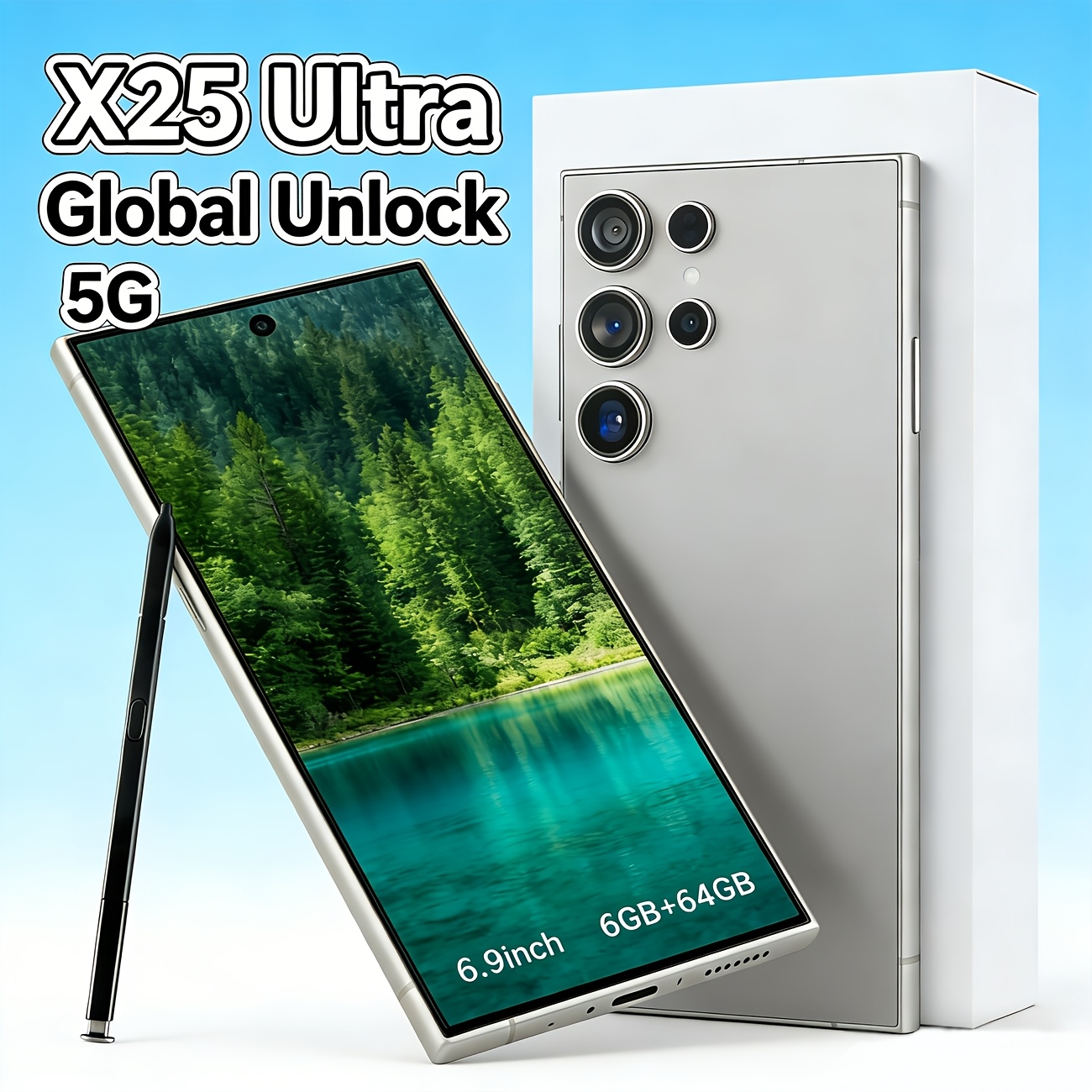 x25 ultra 6gb 64gb 2026 upgrade edition an unlocked   smartphone with 5g   massive storage a 6 9 inch full hd   sim support long   and gps this   phone is ideal for   Product details 7