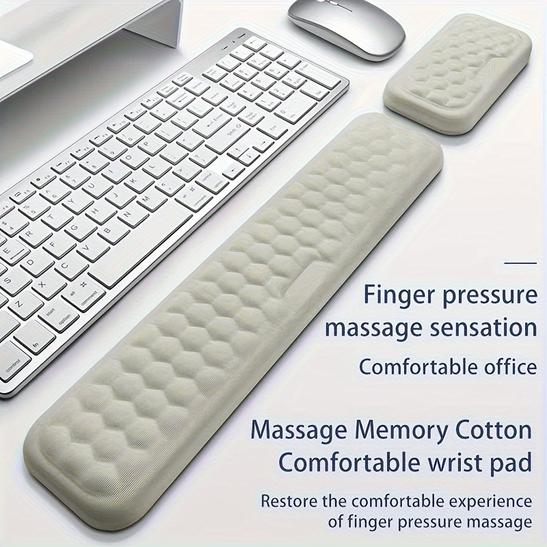 

Ergonomic Memory Foam Wrist Rest For Keyboard And Mouse - Comfortable, Breathable Support Pad With Massage