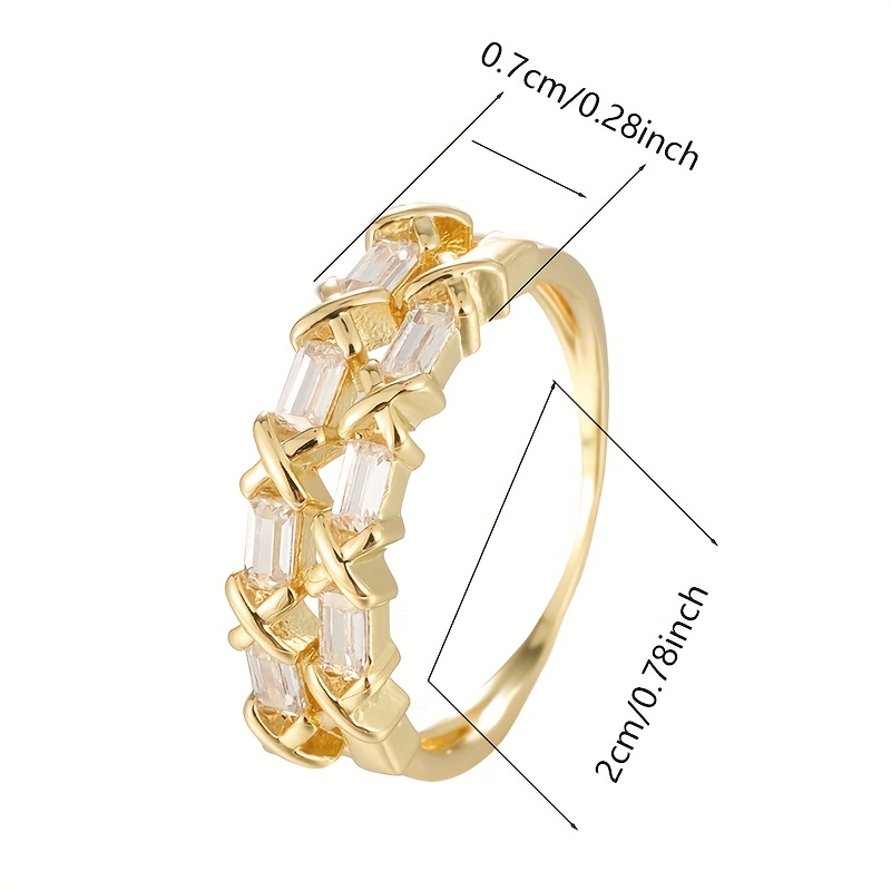 Golden Plated Square Zirconia Ring for Women