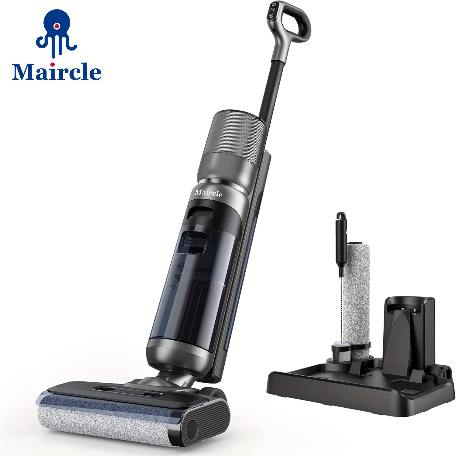 

Maircle Aspirateur balai fil, Aspirateur balai à sec et humide, Aspirateur balai fil léger avec vocale, Écran LED Aspirateur balai multi-surface avec auto-nettoyage pour les sols en bois