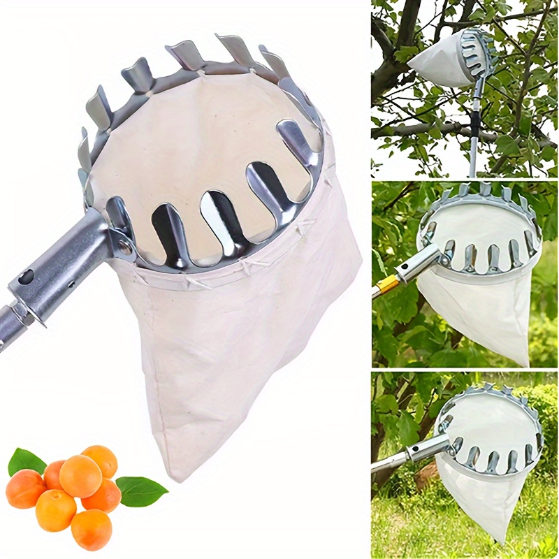 

Fruit Picker Tool With Metal Basket And Cloth Catching Bag - Durable High-reach Picking Tool For , Peaches, , And More