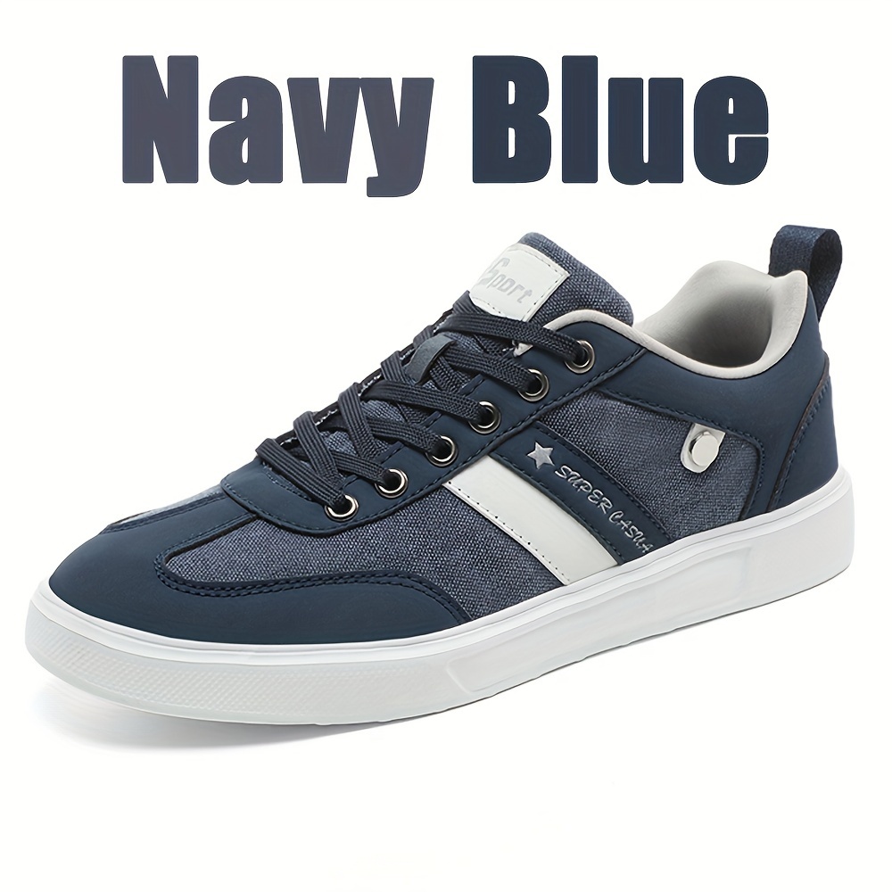 chaussures   es r tro pour hommes respirantes semelle confortable chaussures de skate style   avec   en pu toile lacets   es toutes   cn39 eu39 couleur marine 11