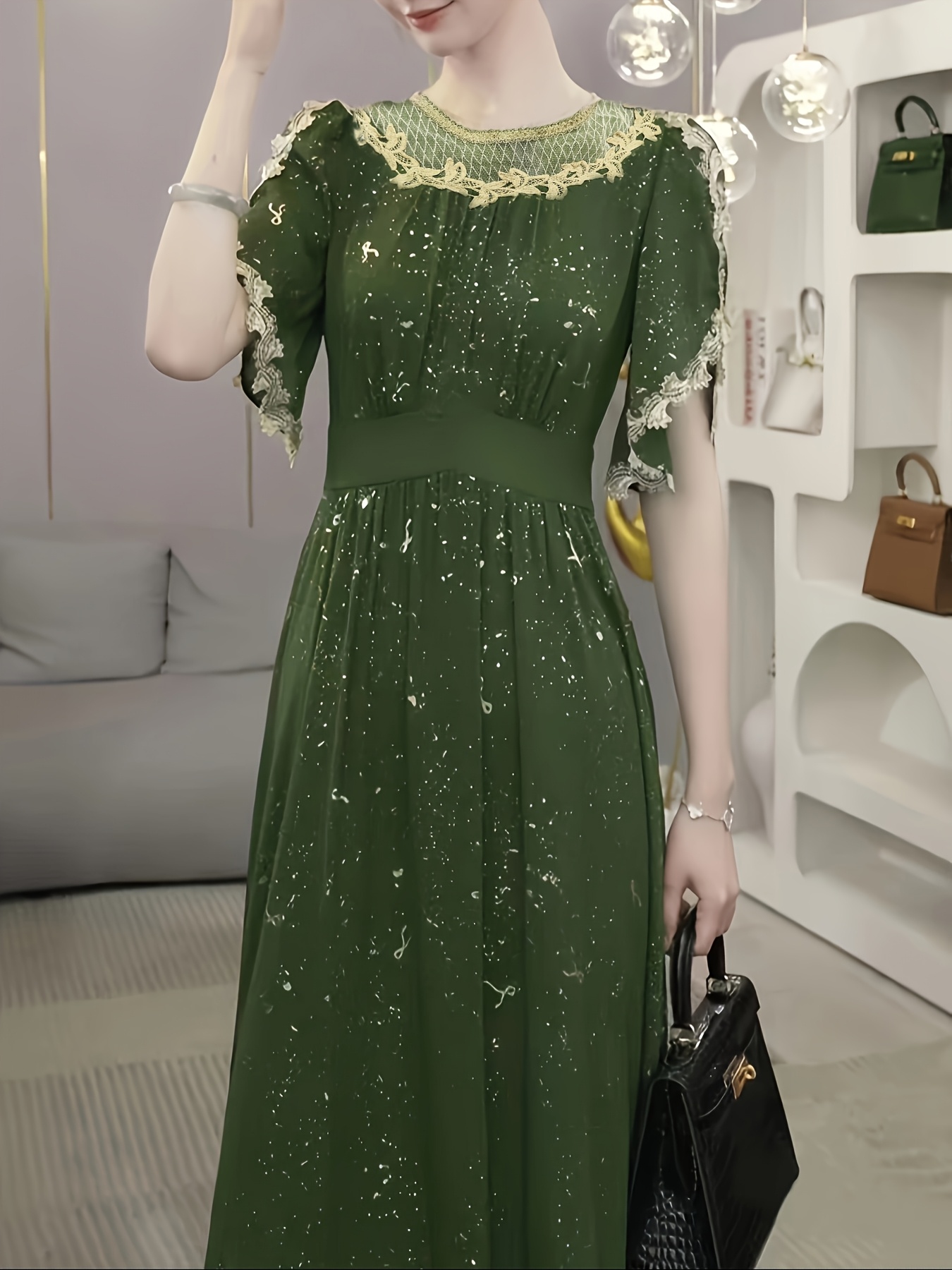 new summer maxi dress french green dress women - Temu Oman