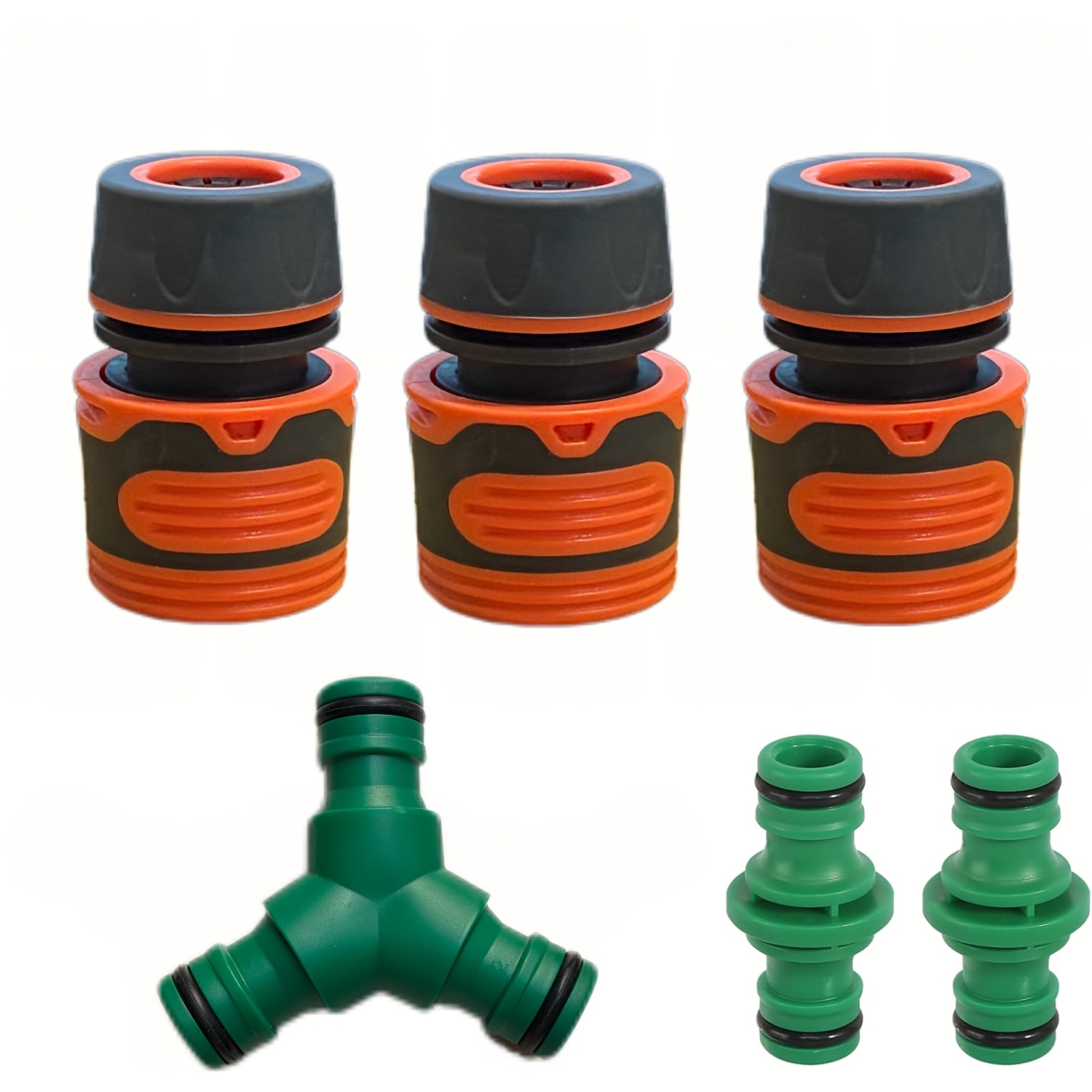 Image of Hose Connector, 1/2 Inch Hose Fitting With Y-splitter, Dual Plug, Hose Coupling For Garden Hoses And Hose Nozzles