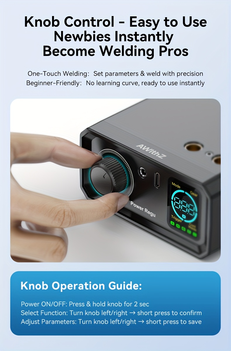 AWithZ Portable Spot Welding Machine Professional Heavy-Duty 9000W Dual Pulse Welder with 999-Precision Adjustment & Digital Display, for Nickel/Nickel Plating/Steel/Iron/Copper Welding - /Workshop Use