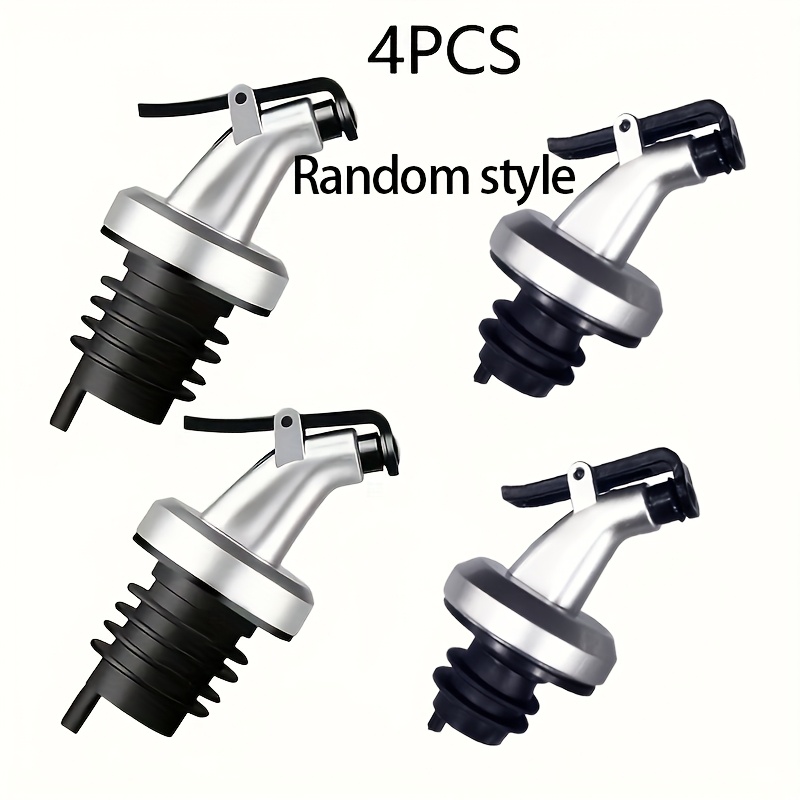 TEMU 4pcs Set Of Leak-proof Olive Oil Bottle Spouts And Vinegar Bottle Stopper Dispensers In Random Styles, Suitable For Salad Dressing And Cooking,