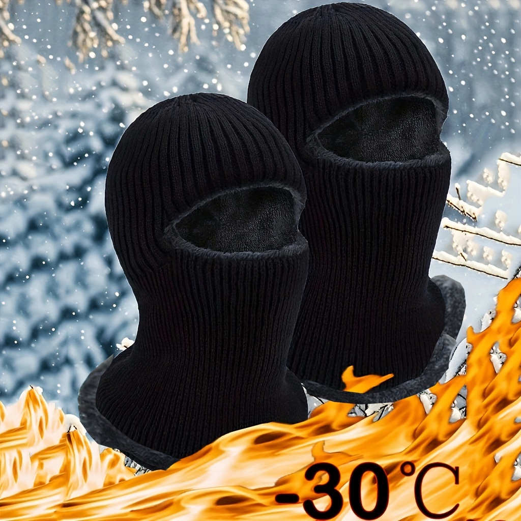 

2-pack Acrylic Balaclava Ski Masks - 100% Knit Acrylic Full Face Cover, Winter Neck Warmer With 1 Hole, Stretchable Woven Fabric, Outdoor Headgear For Skiing And Cold Weather Protection