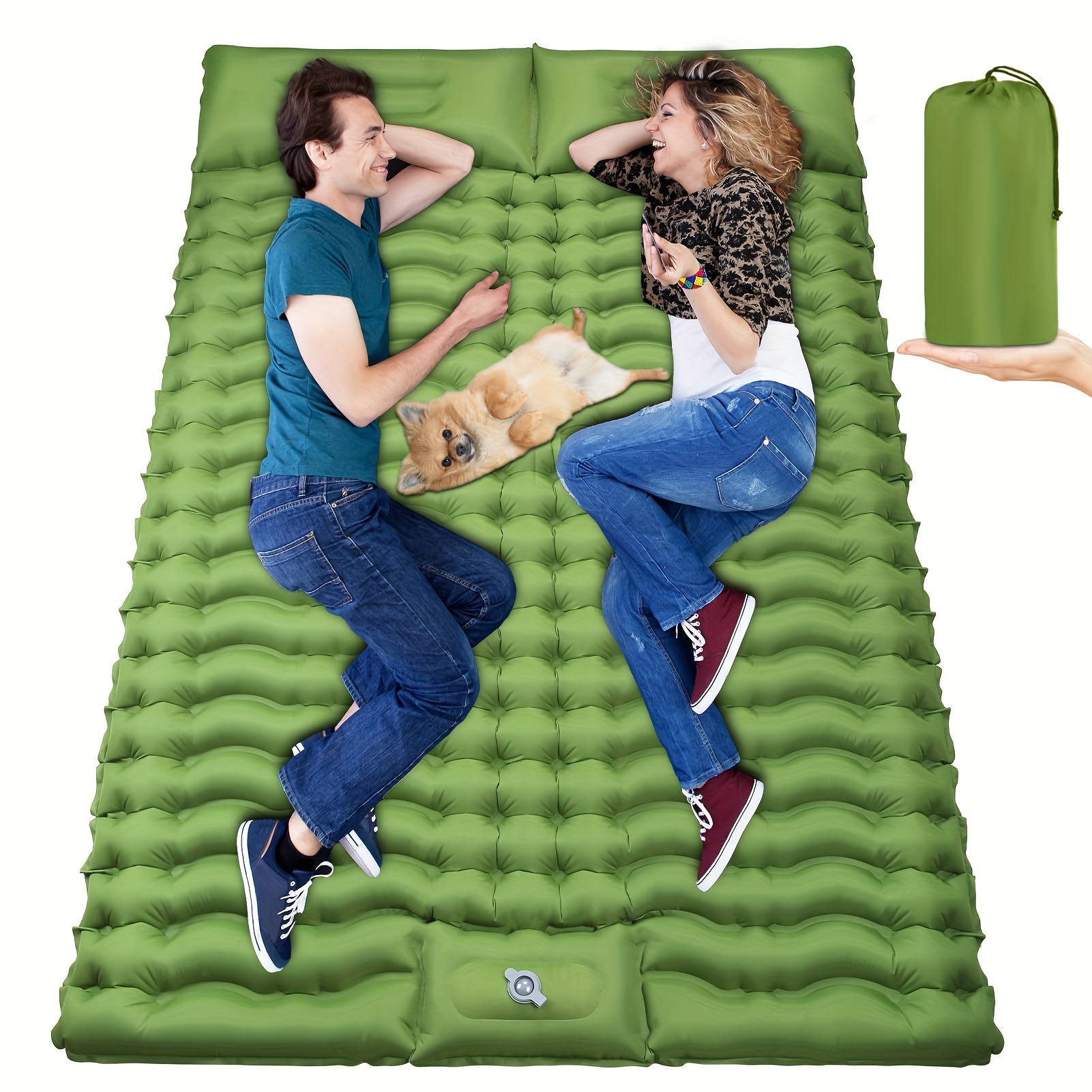 Matelas Camping Gonflable 190x57x9cm - Pompe à Pied Intégrée - Léger (730g) - Pour Randonnée Ou Plage