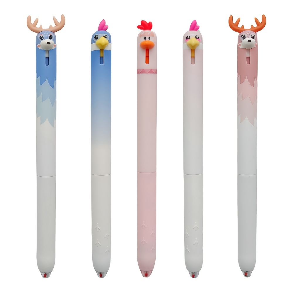 TEMU 5pcs Cute Animal Gel Pens 0.5mm Fun Pet Quick Drying Pen Series Set Black Pen For School And Office Use