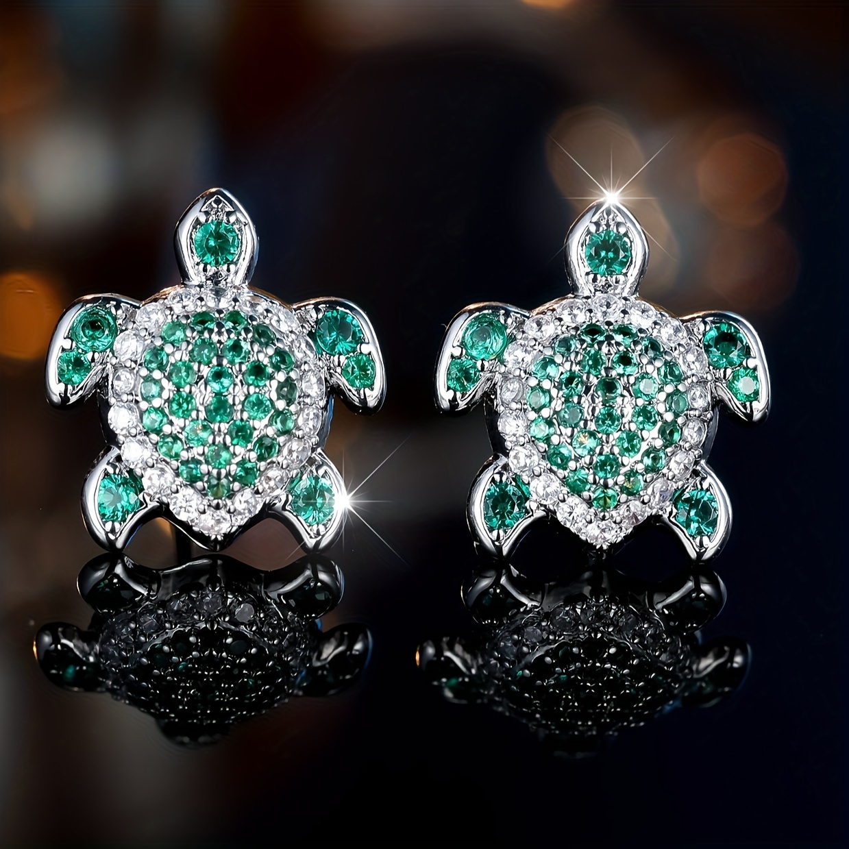 Image of Pair Of Adorable And Delicate Turtle Earrings, Perfect For Women's Fashionable Wear At Parties Or Banquets