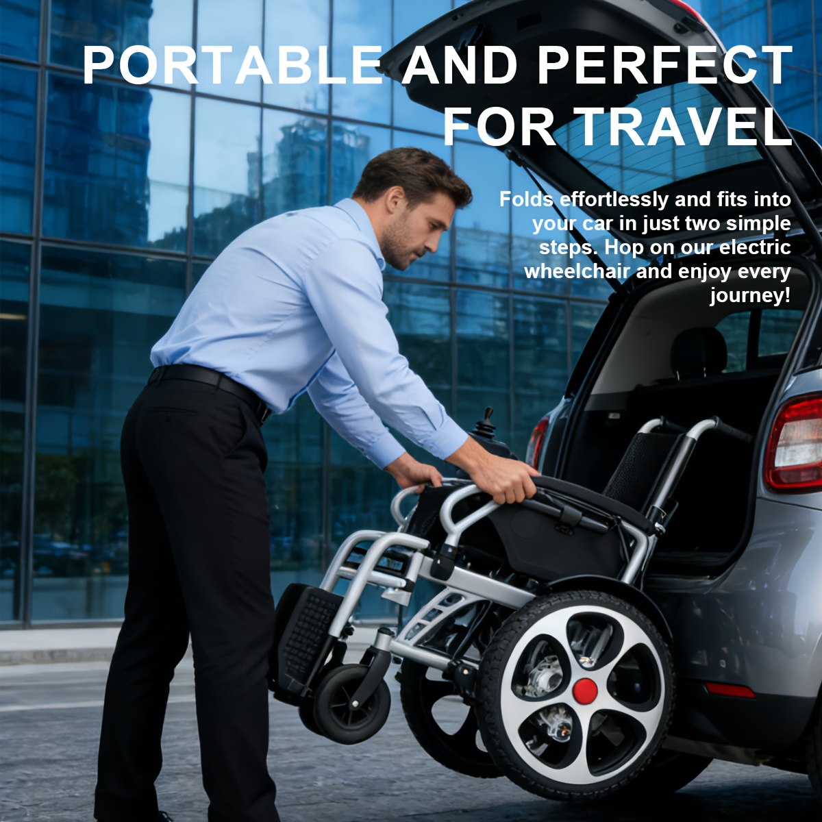 aluminum alloy frame electric wheelchair 24v 20ah lithium battery 500w motor 400 lbs weight capacity 17 inch wheels foldable with dual brakes and thickened integrated backrest Product details 5
