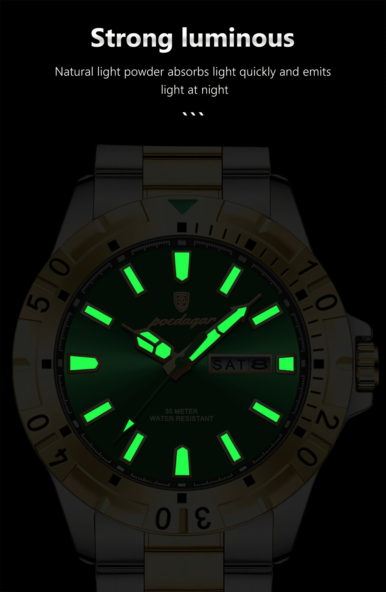  luxury quartz man watch waterproof luminous date week men watch stainless steel mens watches sport male clock for fathers day gift details 5
