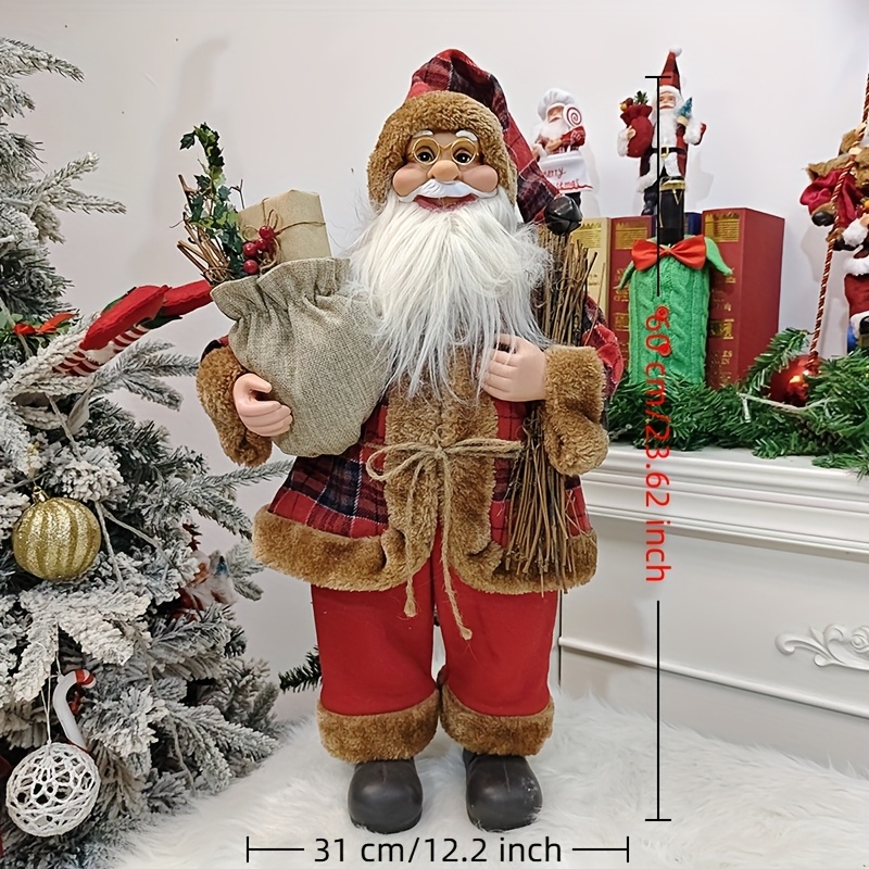 TEMU Christmas Collectible Dolls 1pc 24 Inches 62cm Standing Posture Santa Claus Christmas Decorations Dolls Ornaments Party New Year Gift Interior