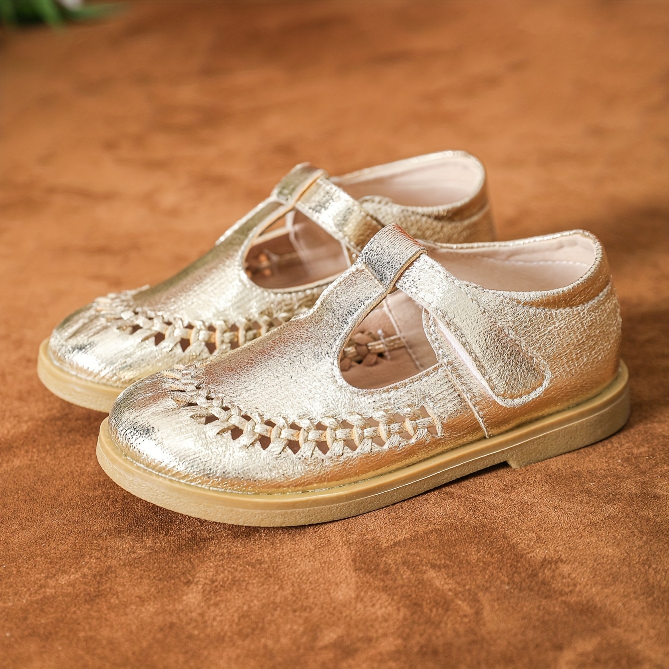 toddler gold dress shoes Doe A Dear Kids' Mary Jane Flat in Light Gold at Nordstrom Rack, Size 11.5Us / 29Eu main image 1
