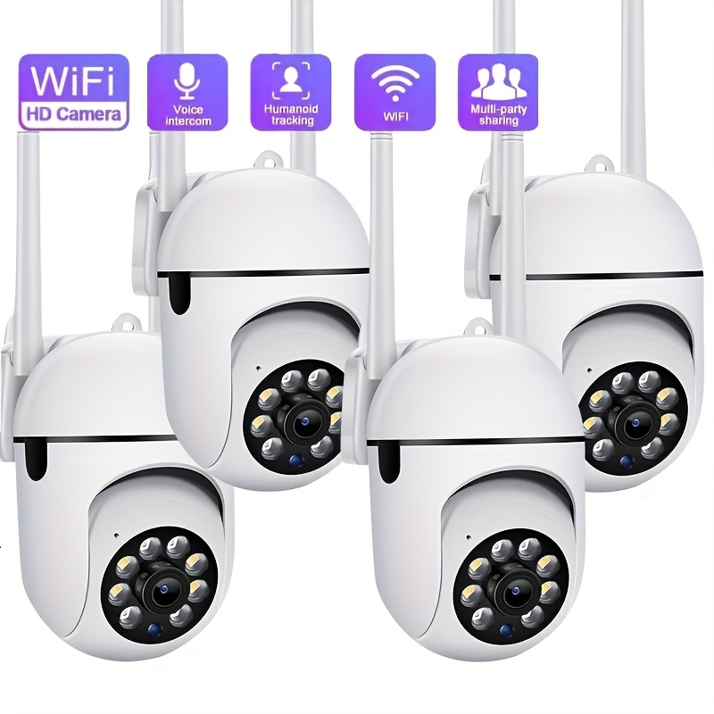 TEMU 4pcs Camera And Color Night Vision Wireless Indoor/outdoor Camera Audio Wireless Security Camera Pan/tilt/zoom Wifi Smart Home Security Camera