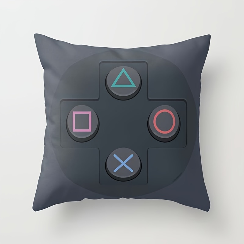 

1pc Contemporary Style Gaming Controller Button Design Short Plush Throw Pillow Cover, Funny Gamer Room Decor, Gift For Teenage Boys, 18x18 Inch, Square Cushion Case (no Pillow Insert)
