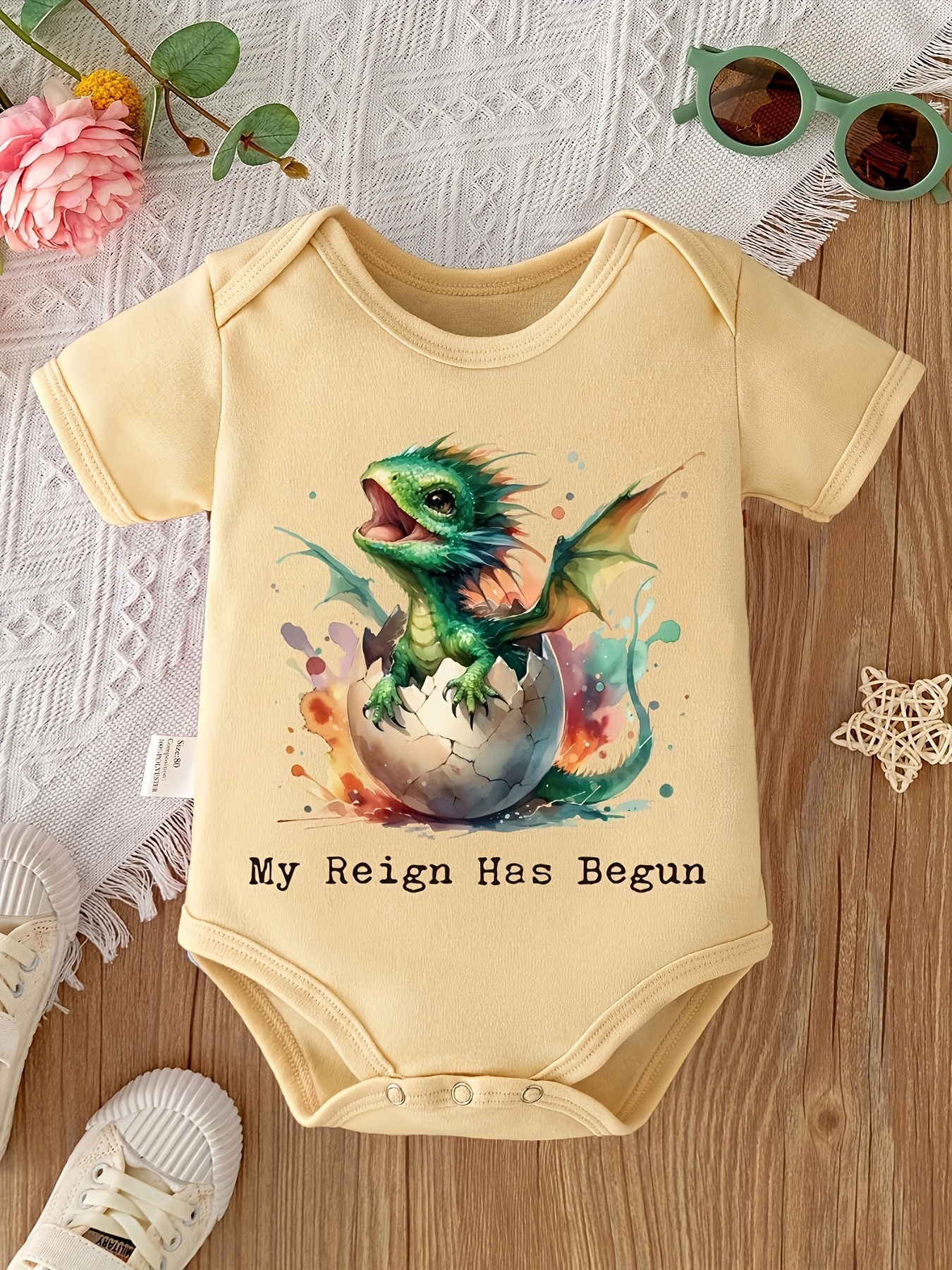 a commencé lettre dessinée dragon imprimé cintre bébé Temu