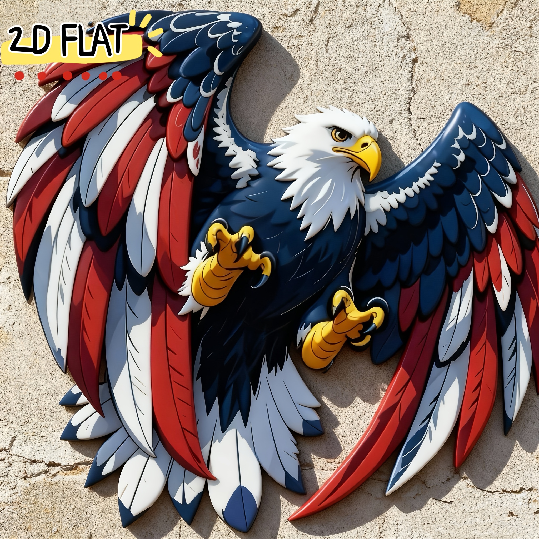 2D Flat, [2D Flat] Eagle Wall Hanging Metal Decorations, 2D Flat Design, Suitable for Decorating Outdoor Gardens and Walls, No Electricity Required, Durable., 2D Flat