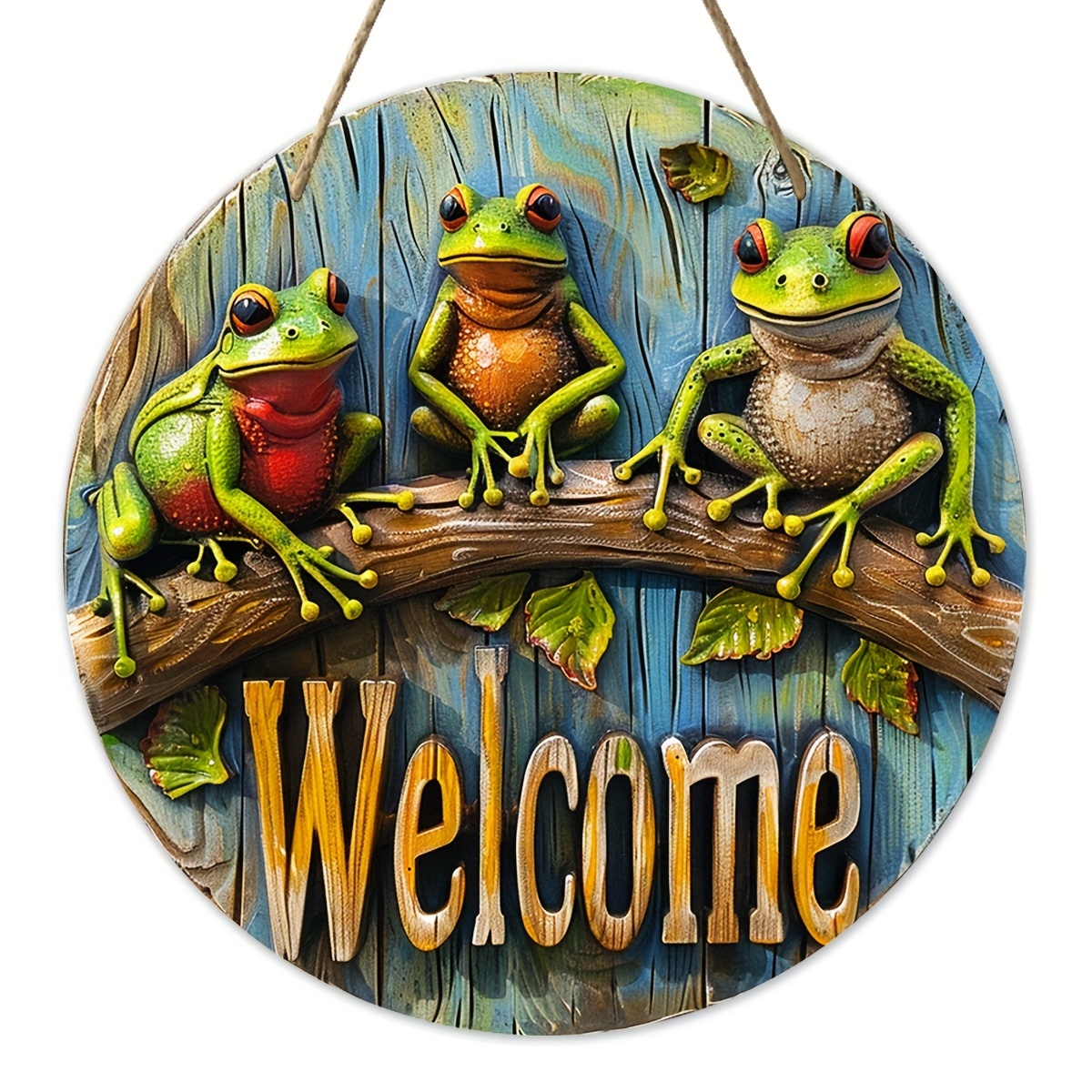 

Frog Welcome Sign - 7.9" X 7.9" Wooden Wall Decor For Home, Farmhouse Porch & Front Door - Gift