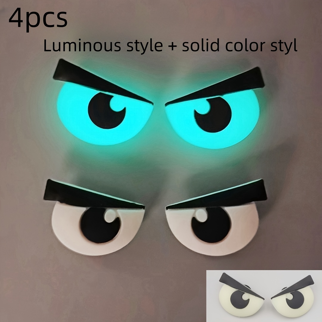4pcs -the-dark Cartoon Eyes Set - Cute & Cool Pvc Shoe Charms, Diy Decorations & Gifts