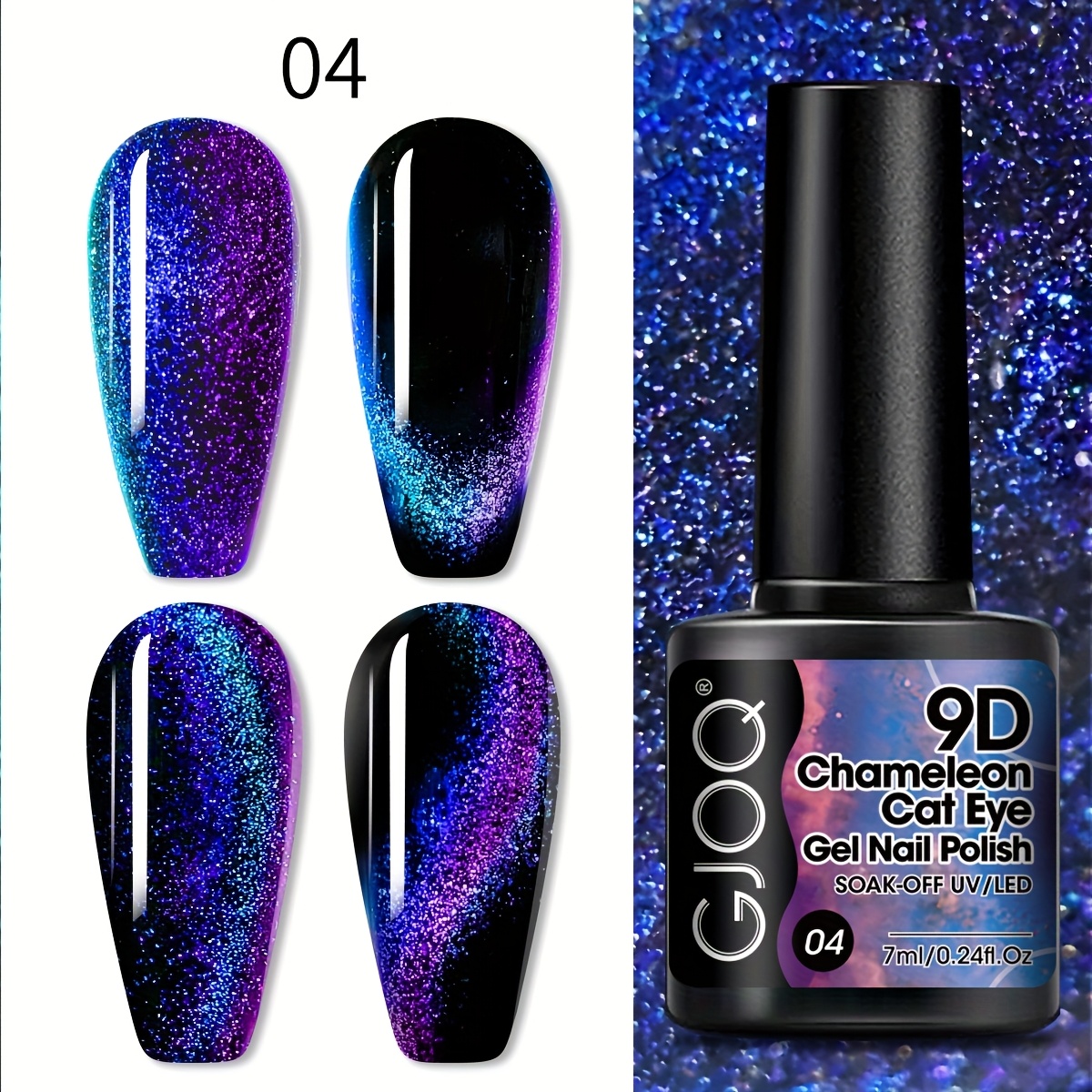9d Rainbow Magnetic Cat Eye Gel Nail Polish - Quick-dry, /led Soak Off, Chameleon Effect, & Scent-free