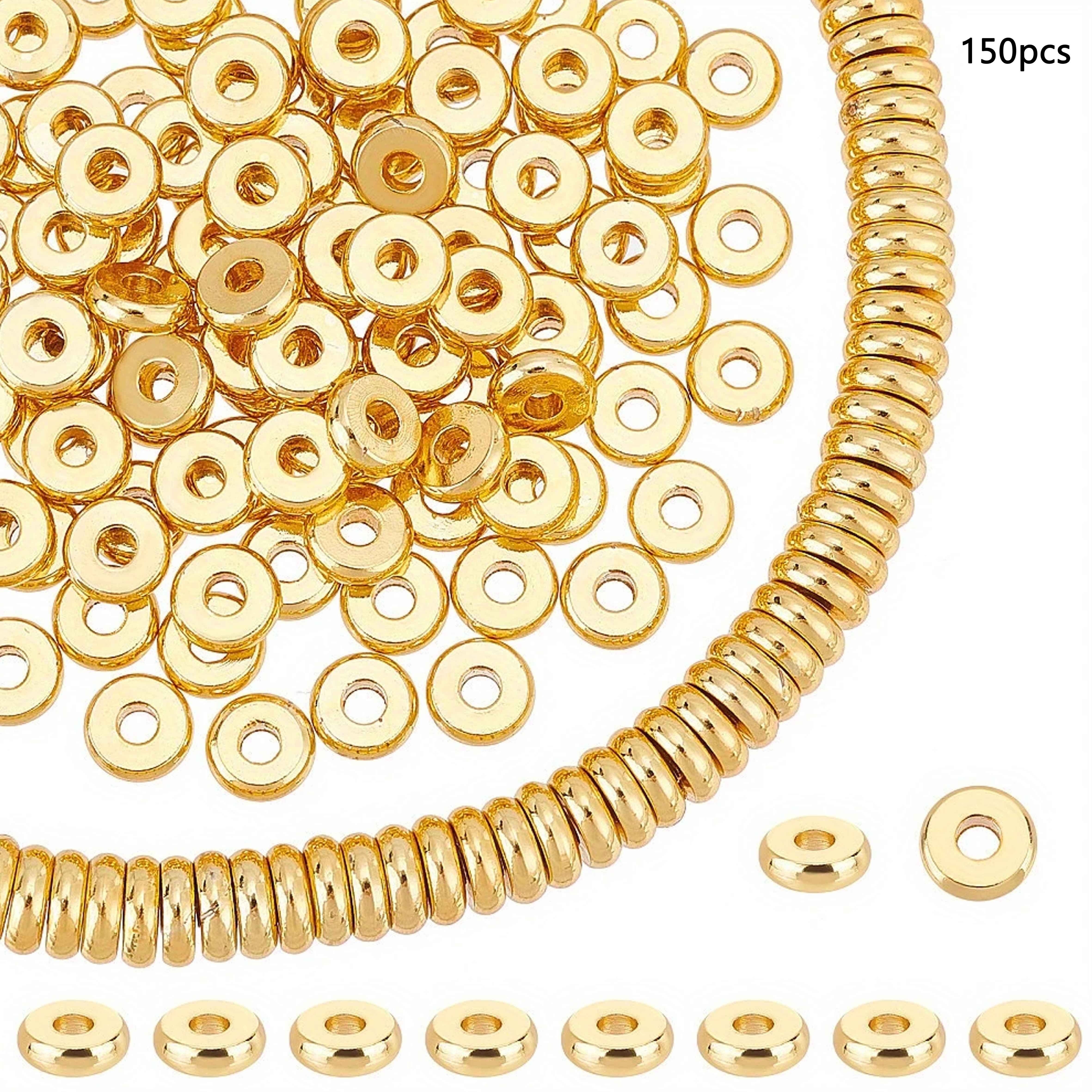 

1box 150pcs 18k Golden Plated Spacer Beads 6mm Golden Disc Heishi Loose Beads Brass Flat Round Jewellery Beads For Diy Bracelet Necklace Earring Craft Supplies