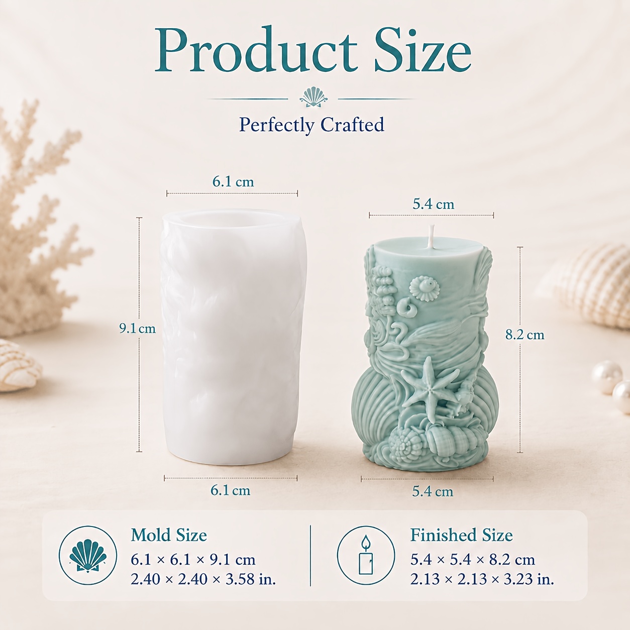 TEMU Stampo in silicone 3D con marine oceaniche per di candele, stampo a con di e marine per candele profumate fai da te, strumento per di , resina e