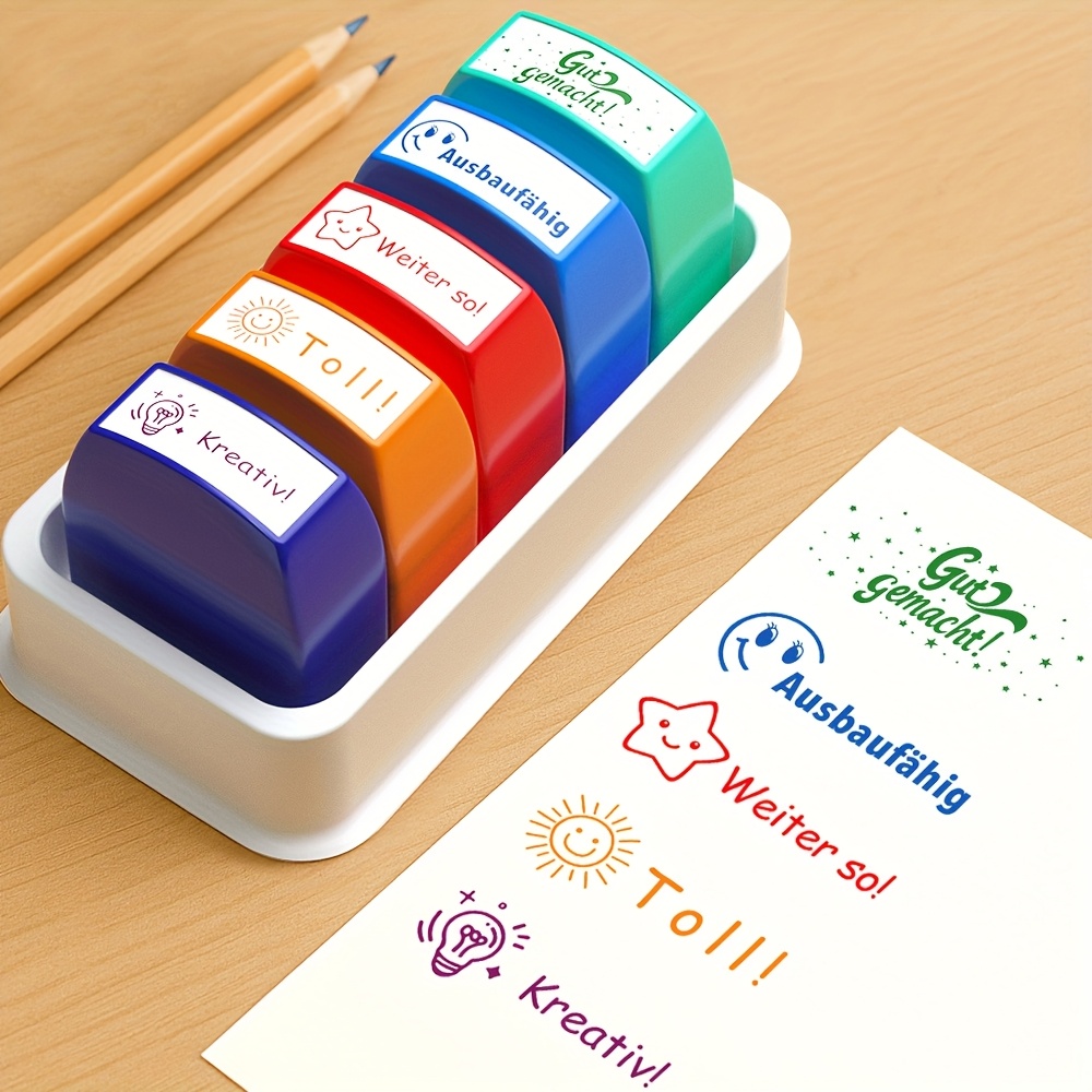 1 Set Of 5pcs German Teacher Stamps, Essential For Efficient Teaching! Suitable For Elementary Classroom Homework Rewards/grading/educational Review