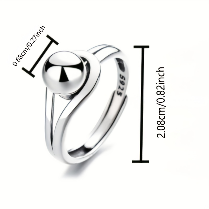 Geometric Round Ball Open Ring in 925 Sterling Silver