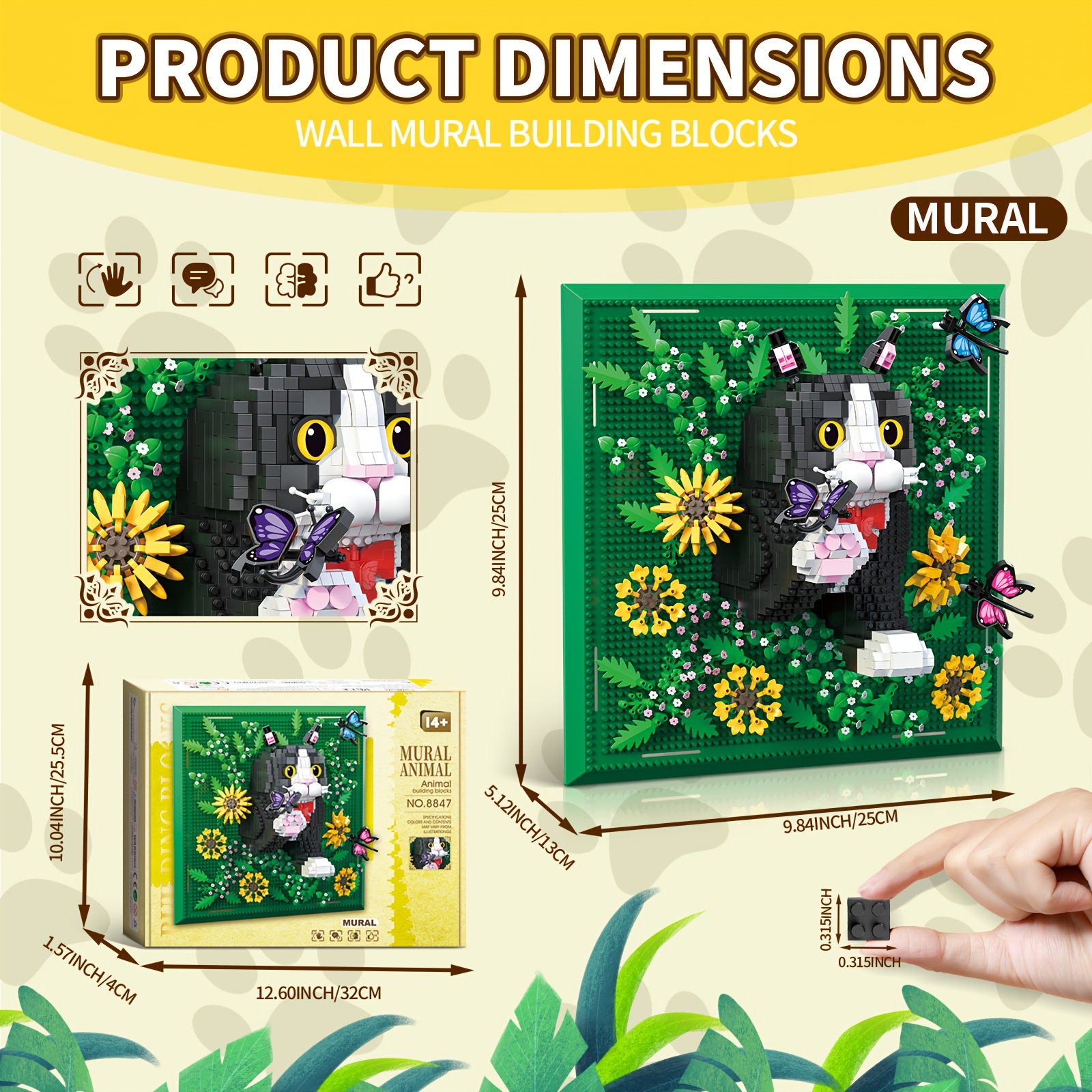 Garden Cow Cat 3D Pixel Block Painting Set