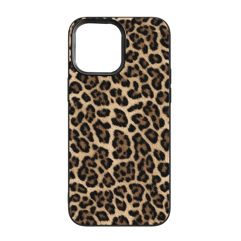 TEMU Custodia per telefono - Una elegante custodia per telefono con stampa leopardata, caratterizzata da grandi, una superficie testurizzata con