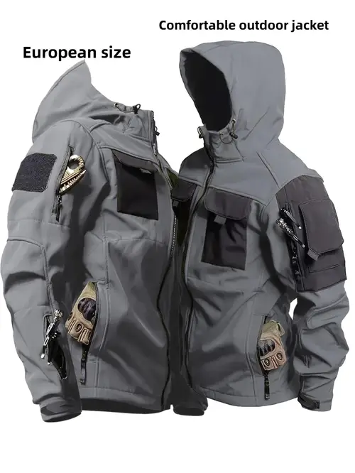 outdoor mens zippered jacket with pockets lightweight warm hooded jacket for outdoor activities