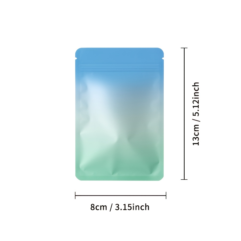 TEMU 50pcs Teal Dual-tone Gradient Colored Bone Bags, Small Jewelry Pouches, Contrast Color Sealable Shrink Wrap Bags, Plastic Bags, Sealed Packaging