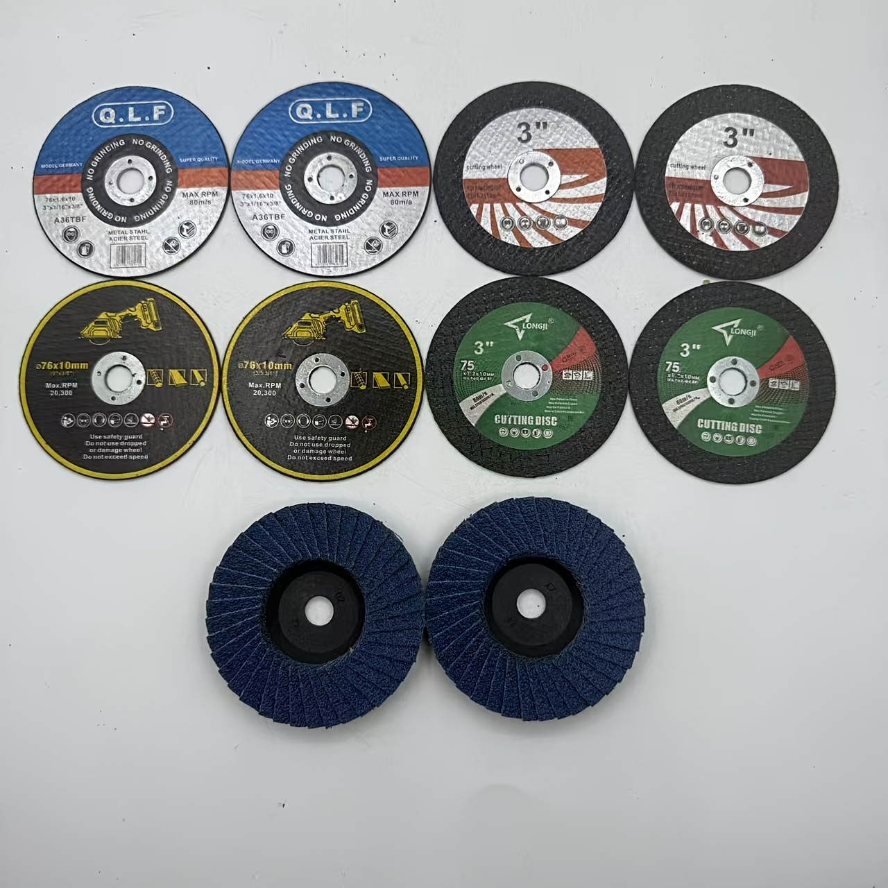 TEMU Kit de polissage et de découpe de métal 3 pouces/75 mm, 10 pièces, comprenant 8 disques de coupe en résine d'acier inoxydable et 2 meules de