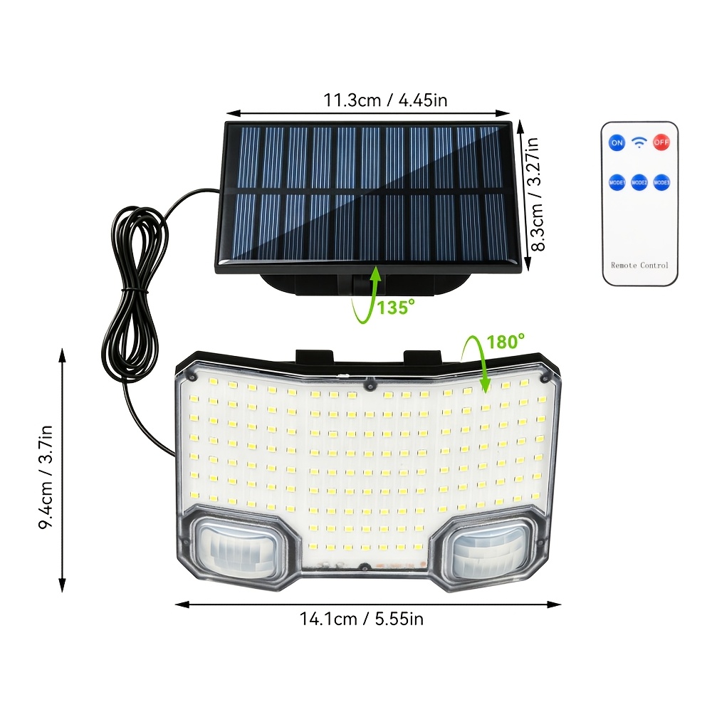 4pcs Solar Motion Sensor Wall Lights with 144 LEDs and 3 Lighting Modes