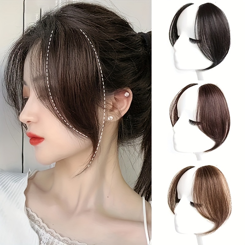 2pcs invisible clip in bangs wig seamless synthetic hair extensions for volume natural look high temperature fiber straight hairpieces for women versatile styling accessories hair wig details 0
