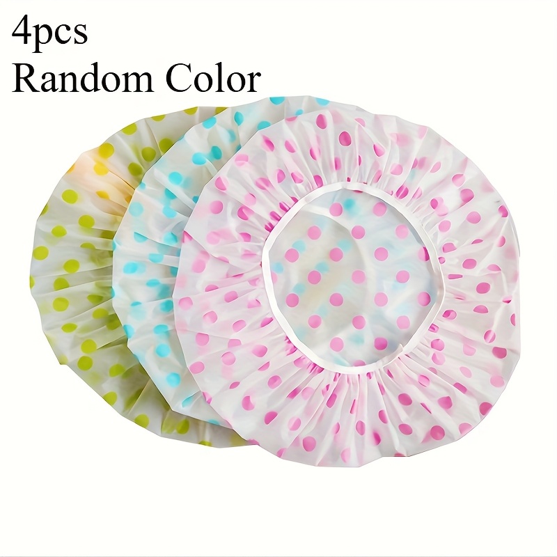 TEMU 4 piezas de gorros de ducha de calidad de color aleatorio, gorros de natación elásticos reutilizables