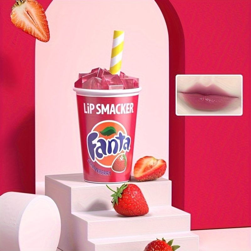 

Lip Smackerxfanta Limited Edition Lip Balm 7.4g, Fanta Strawberry Flavored Cup Shaped Lip Balm With Twist-off Lid & Decorative Straw Design