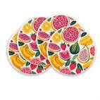 4pcs vibrant colorful fruit illustration round placemats 15 spring table mats for party kitchen dining decor summer tableware polyester hand wash only party table settings fruity design woven texture