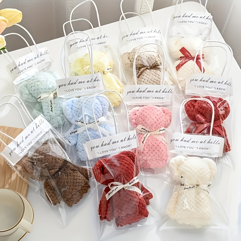 

20pcs/10 Set Ensemble Cadeau Serviette , Cadeau Souvenir Serviette en Peluche avec Sac Transparent - Parfait pour Noël, Thanksgiving, Mariage, Anniversaire