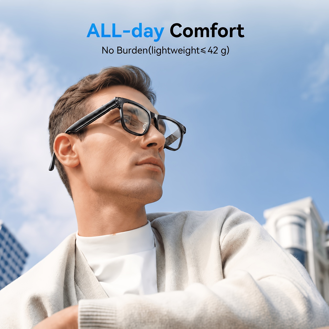 PEJE AI Smart Camera Glasses with 100+ Languages Real-Time Translation, AI Voice Assistant, AI Recognition, 8MP Camera, 1080P Video Recording, 4GB Storage, Wireless Calls, Music Playback, Open-Ear Audio, Smart Glasses for Travel & Outdoor