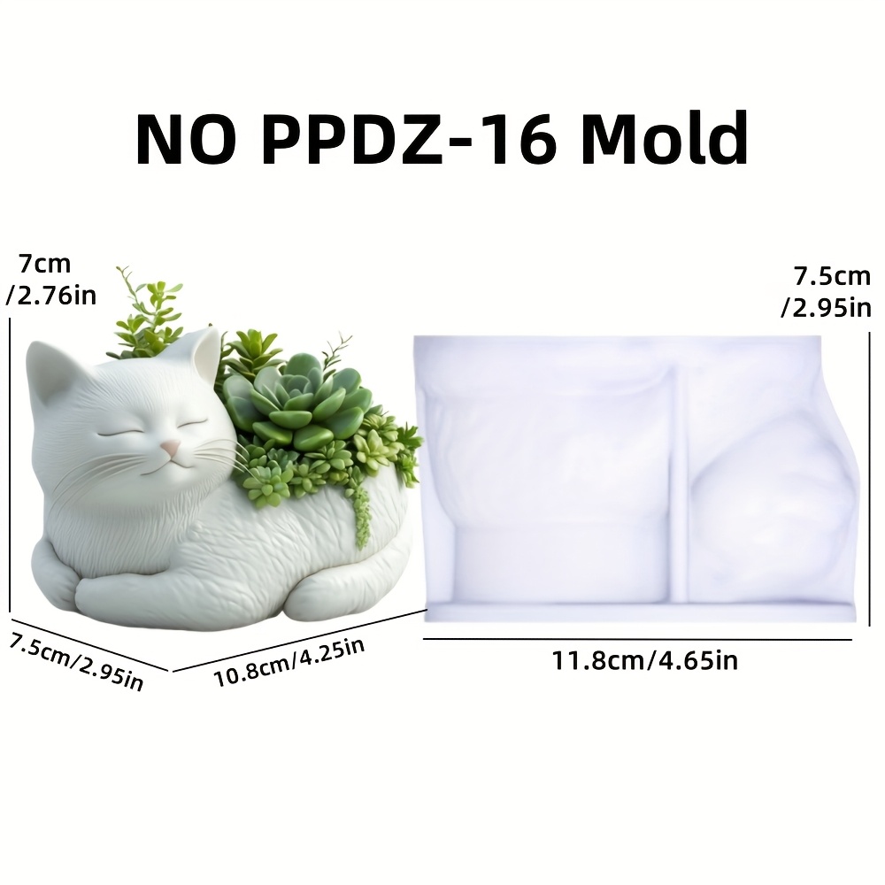 Image of Cat Flower Pot Resin Silicone Mold Cute Cat Plant Vase Flower Pot Decoration Mold Plaster Mold Cement Mold Concrete Mold