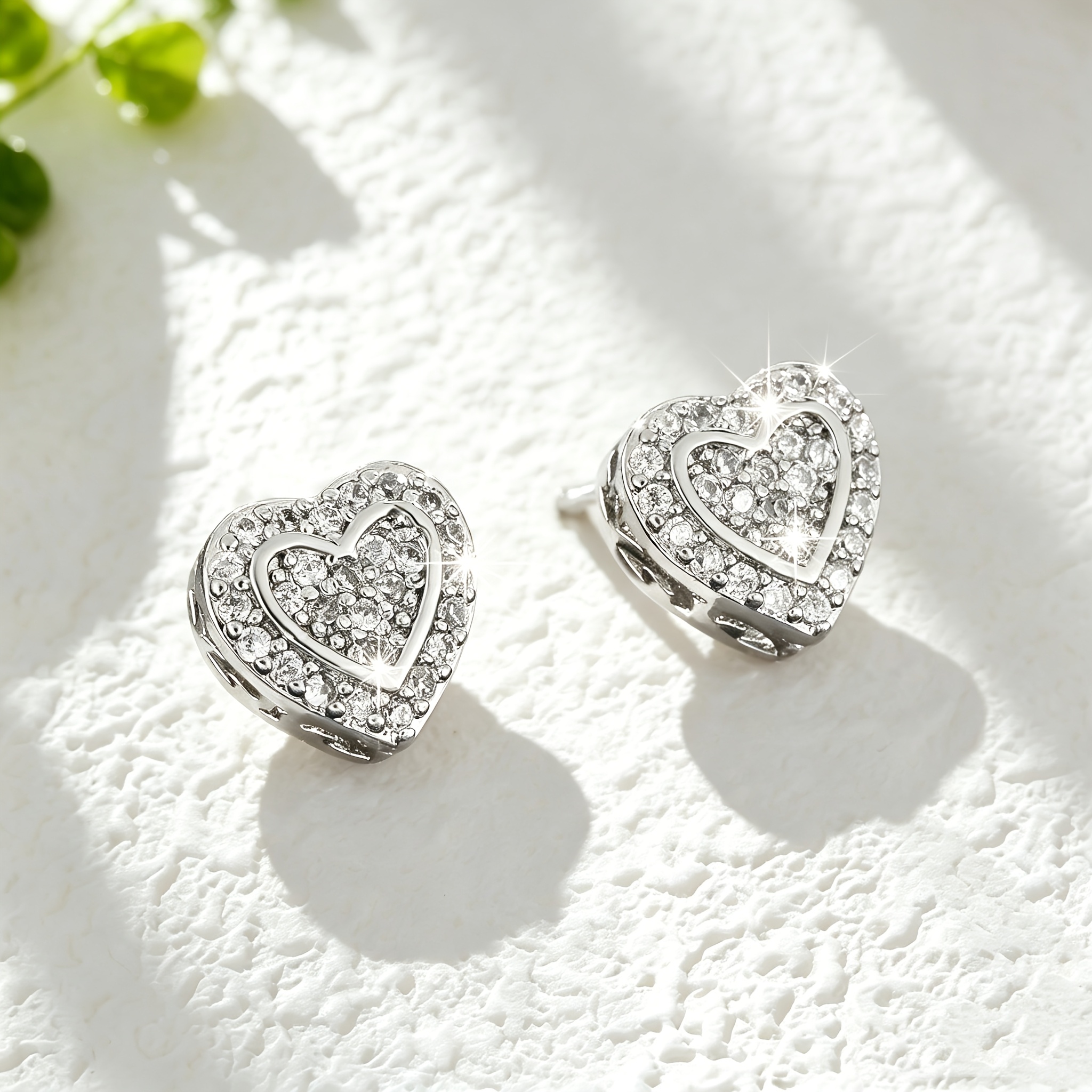 Plated Heart Stud Earrings, Minimalist Elegant Design